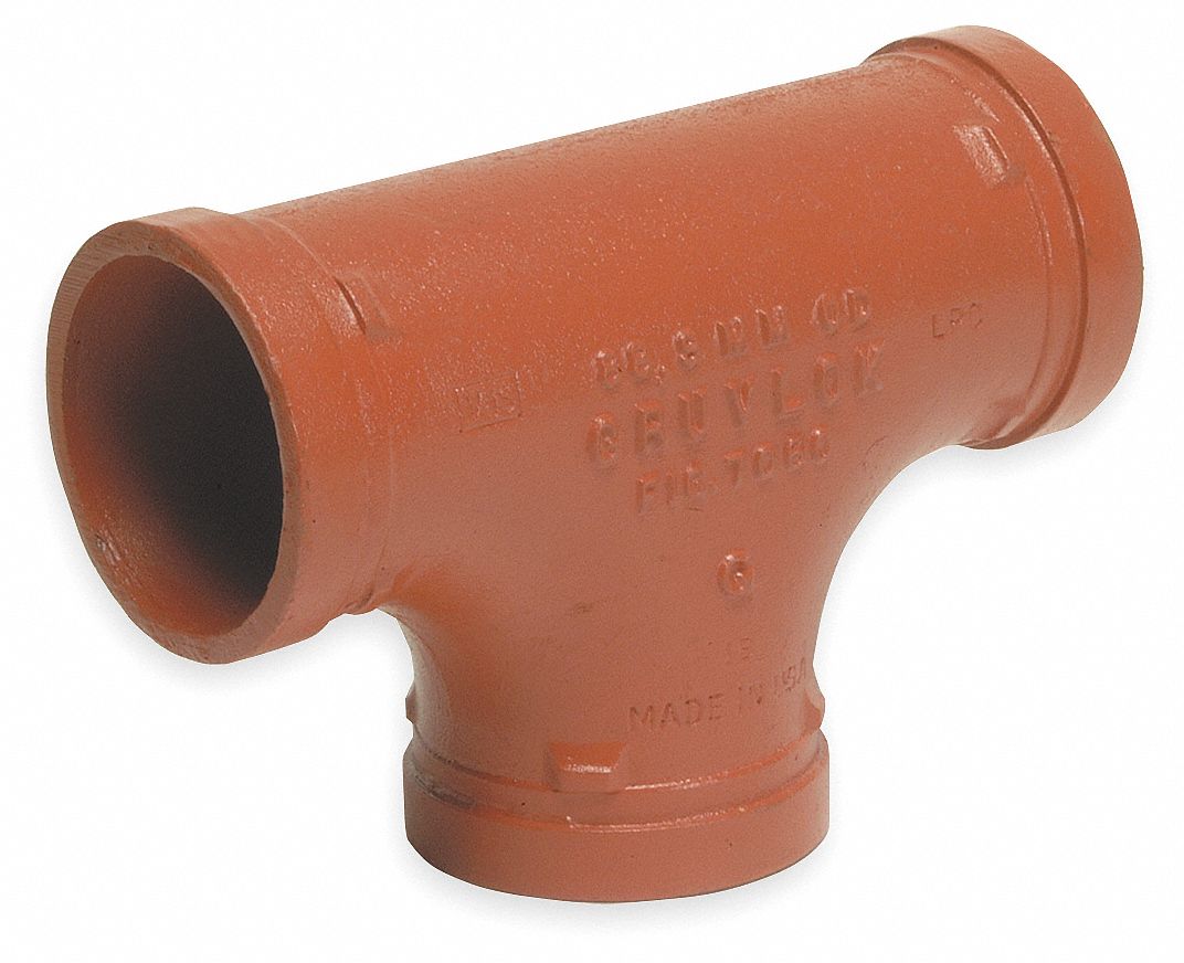Tee, 2 In, Grooved, Ductile Iron