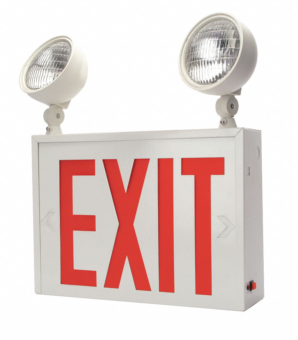 Exit Sign w/Emergency Lights, 12.7W, Red