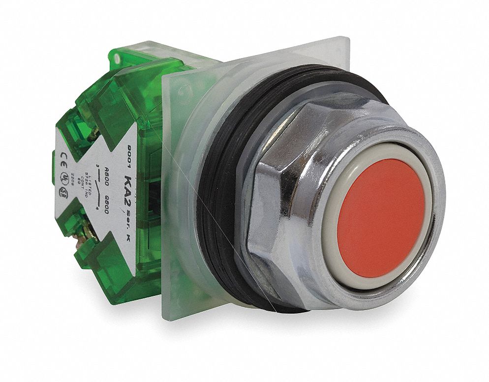 Push Button, 30mm, Red, Metal, 1NC