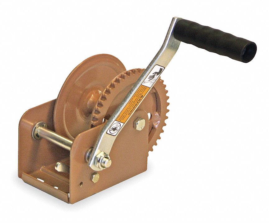Hand Winch w/Strap, Spur, No Brake, 1100lb.