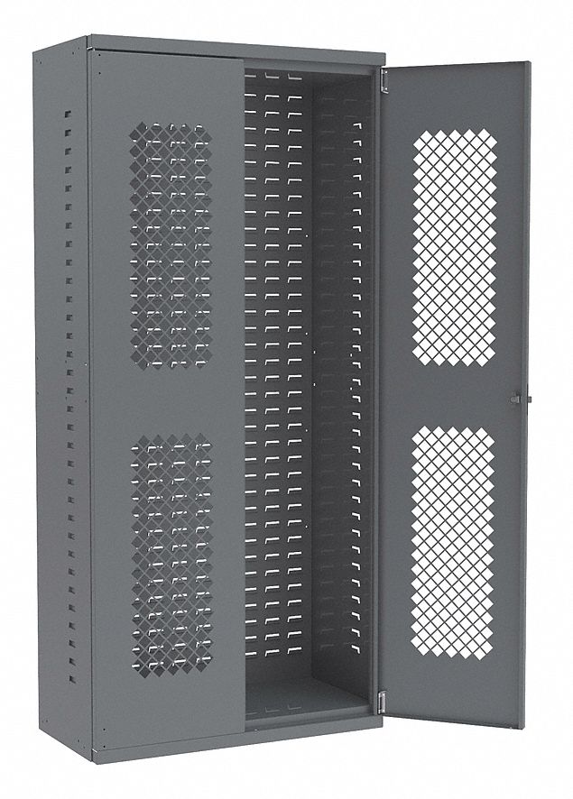 Secure View Bin Cabinet, H78, W36, D18, Gray