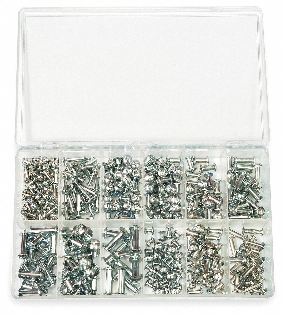Barrel Bolt Asst, 18-8, 250 PC, 12Szs