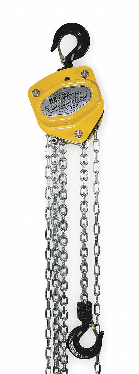 Hoist, Hand Chain, 1 Ton, 20 Ft Lift