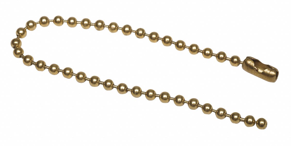 Beaded Chain, Brs, Brs Pld, 4-1/2 In, PK100
