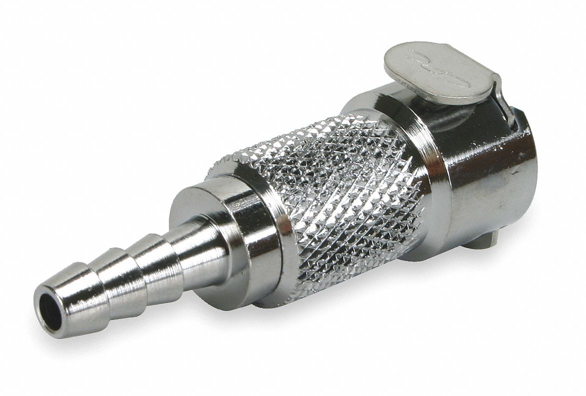 Coupler, Shutoff, 1/4 In Tube Sz, Brass