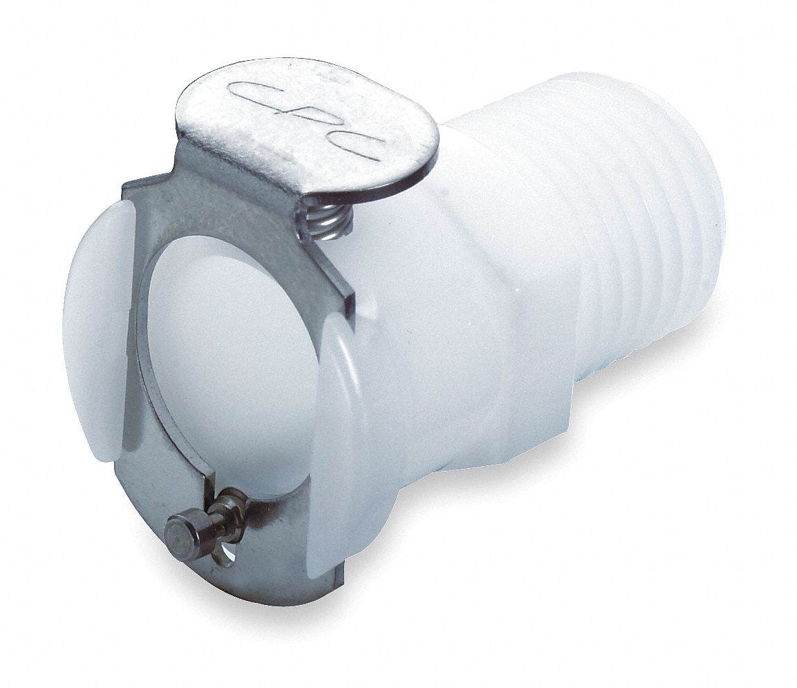 Coupler, Shutoff, 1/4 In, Acetal