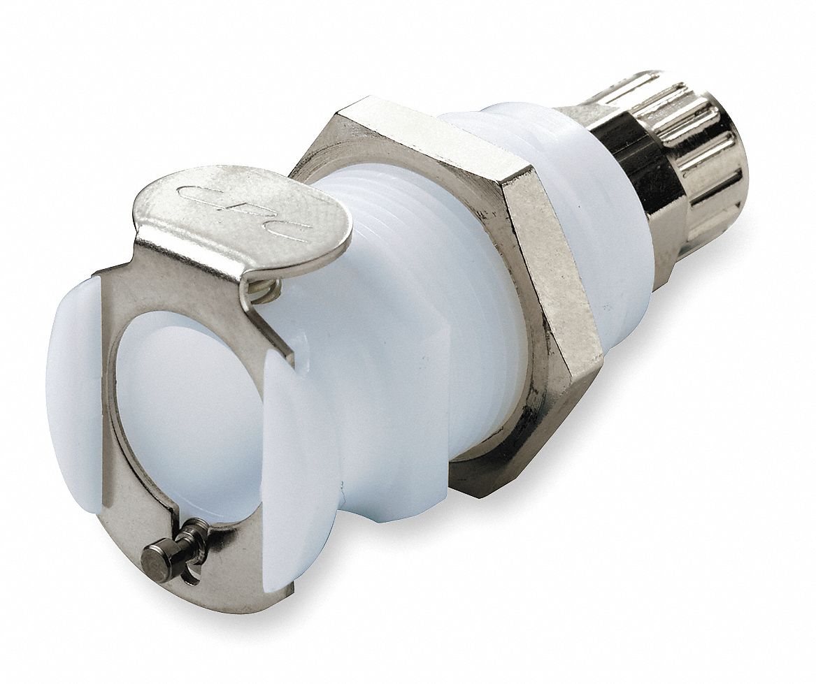 Coupler, Shutoff, 1/4 In, Acetal