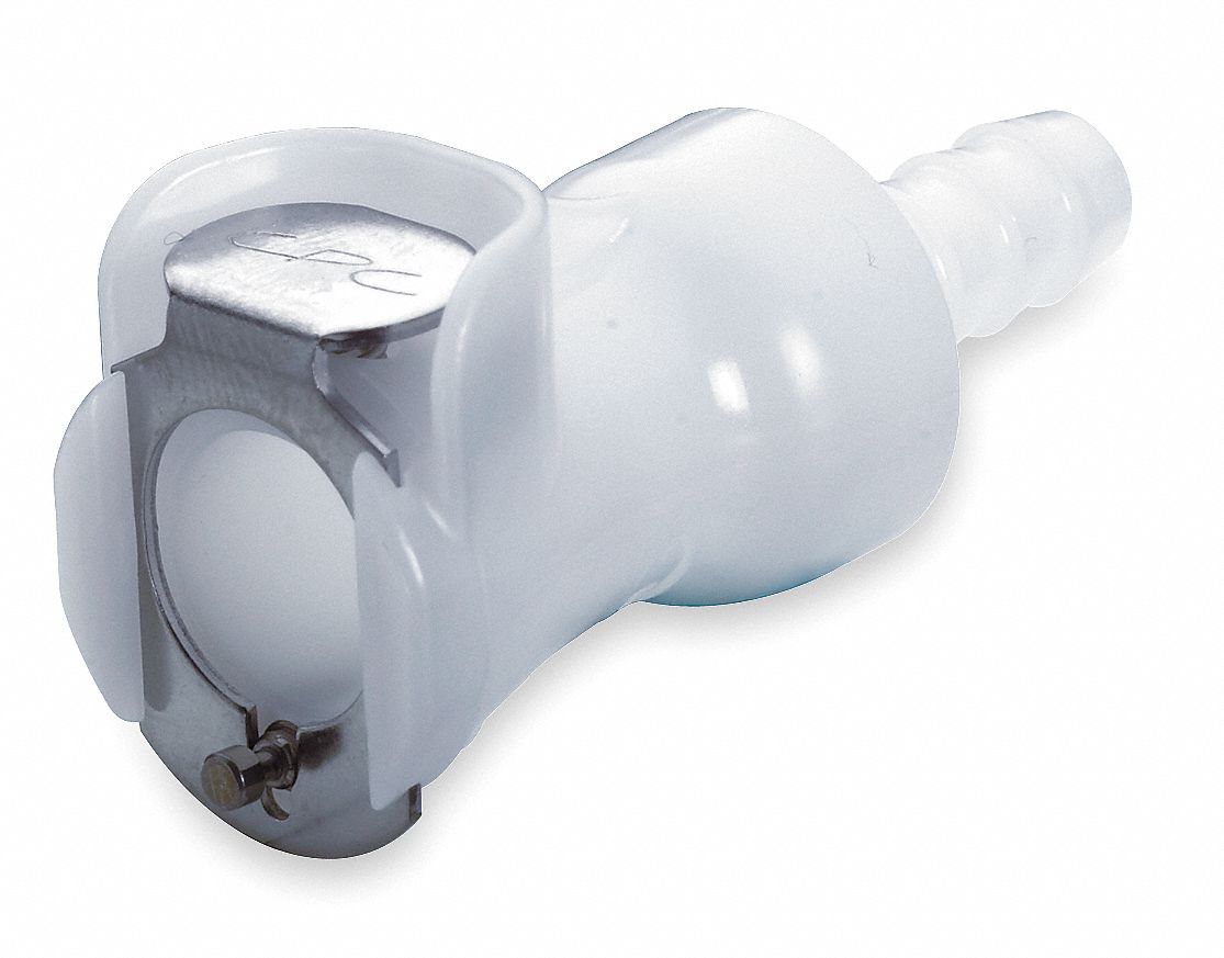 Coupler, Shutoff, 3/8 In, Acetal