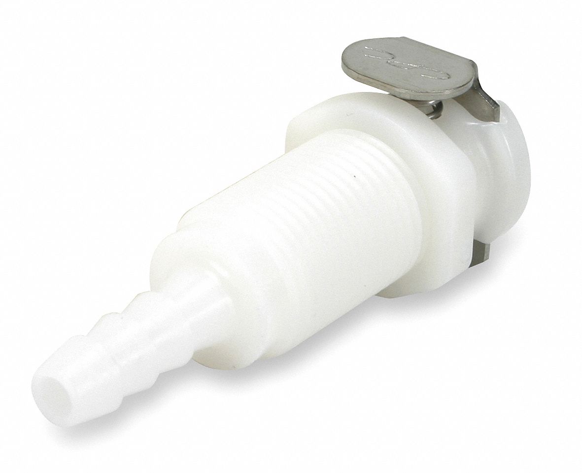 Coupler, Shutoff, 1/8 In, Acetal