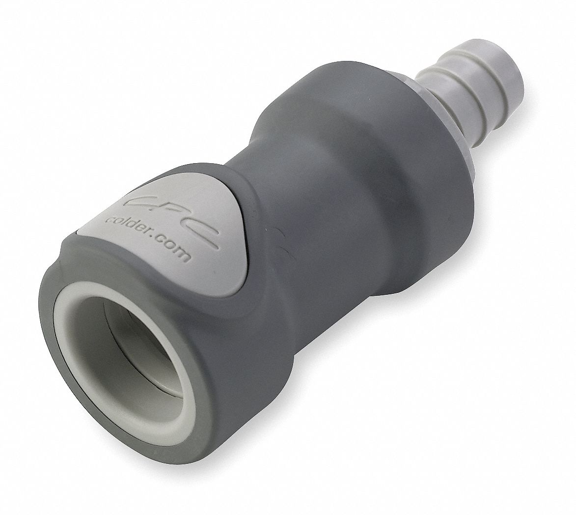 Coupler, Shutoff, 1/2 In Hose ID, Poly