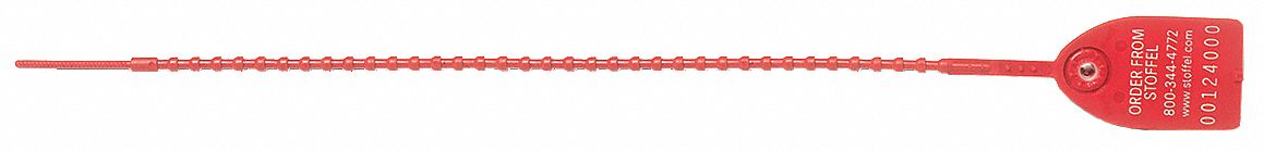 Security Seal, Tug, Red, 12In, PK50