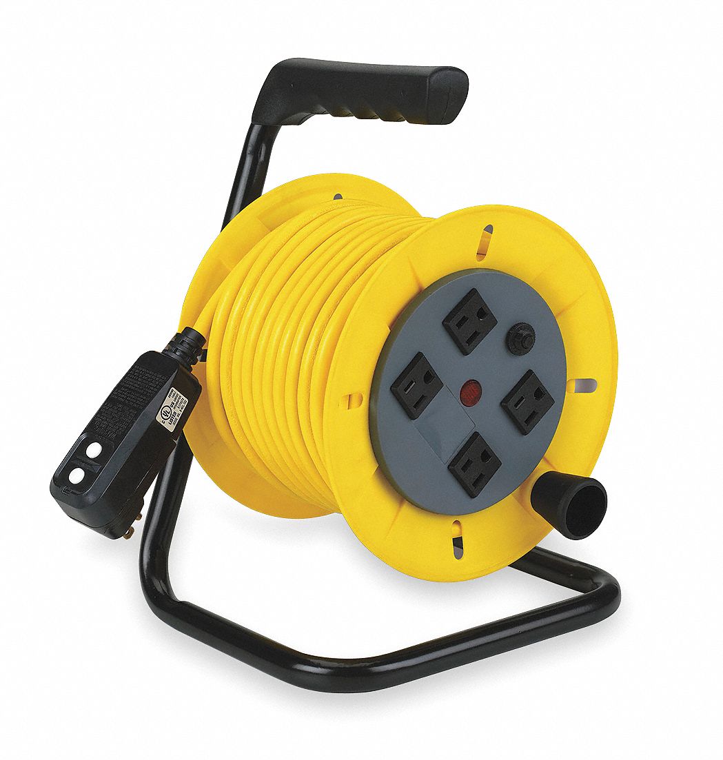 Cord Reel, Manual, 14/3, 40Ft, Yellow