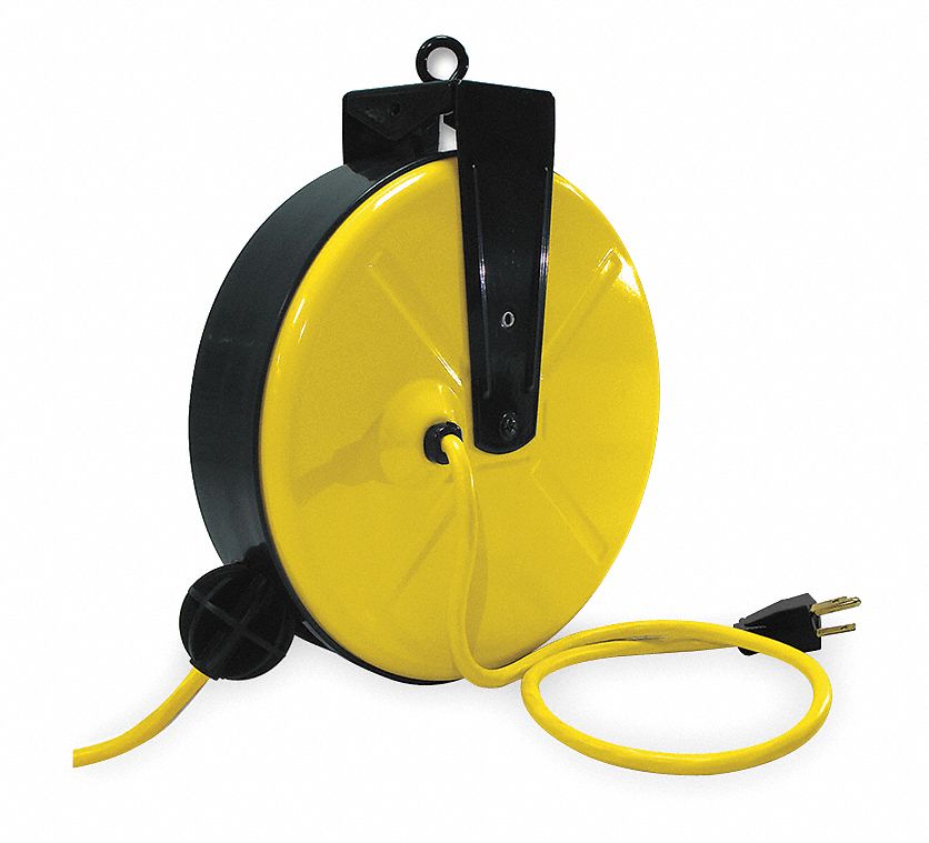 Cord Reel, Single Outlet, 14/3, 30Ft, Yellow