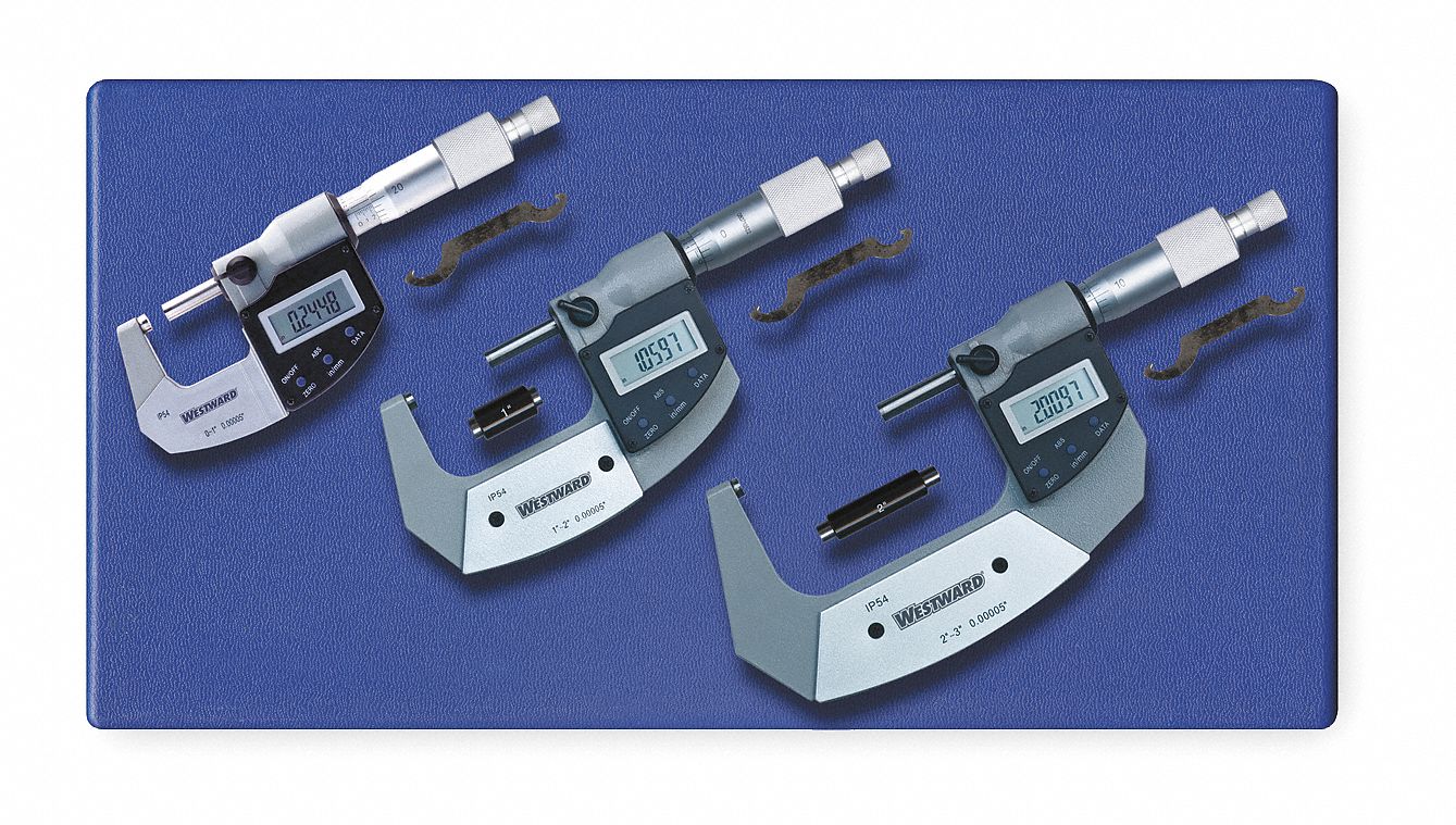 Electronic Micrometer Set, 3 Pc, 1-3 In