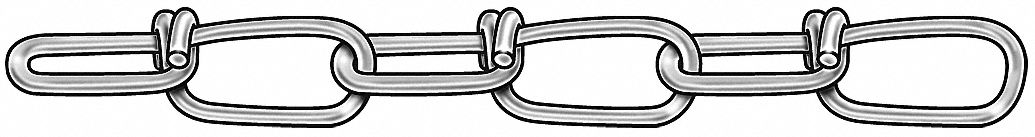 Chain, Dbl, Galv, Sz 1/0, 200 Lb Load, 100 Ft