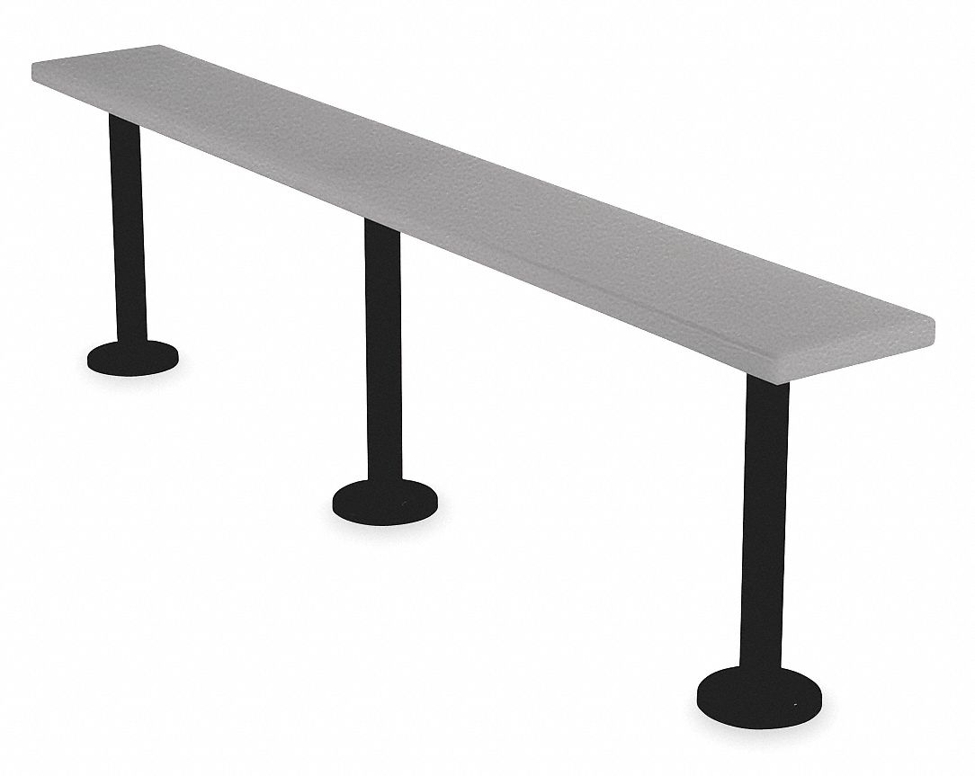 Pedestal Bench, W9 1/2, D 72, H 18 1/2, Gray
