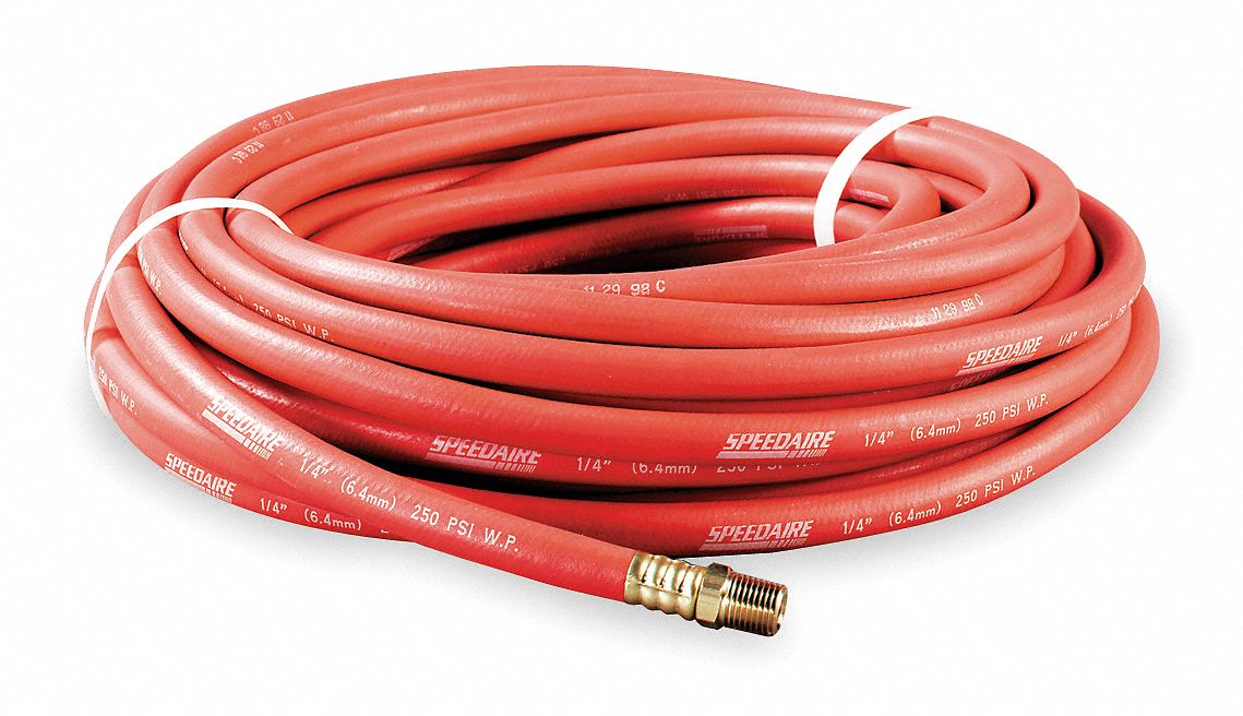 Hose, Air, 1/2 In IDx1/2 NPT, 50 Ft, Red