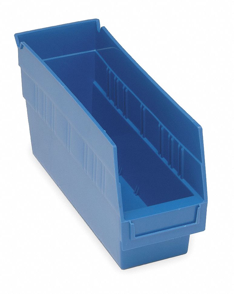 Shelf Bin, W 4 1/8, H 6, D 11 5/8, Blue