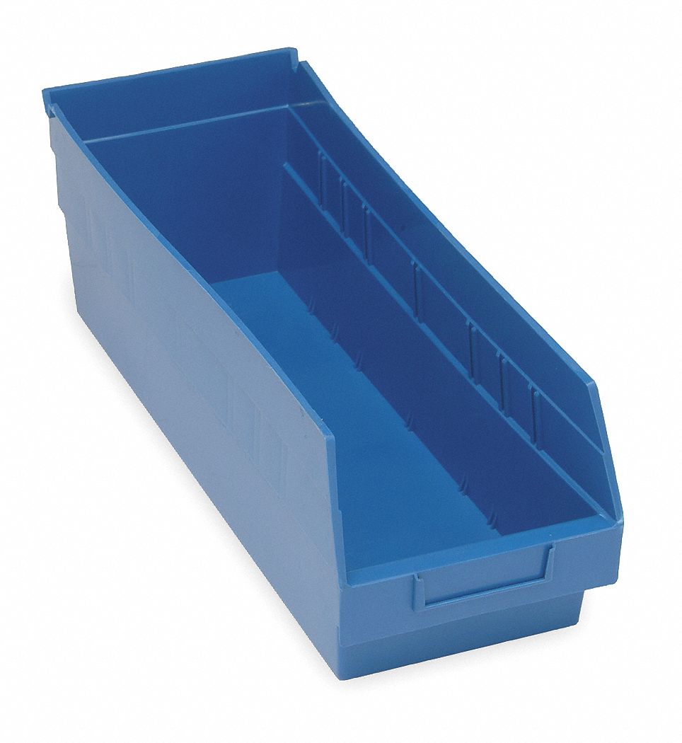 Shelf Bin, W 8 3/8, H 6, D 17 7/8, Blue