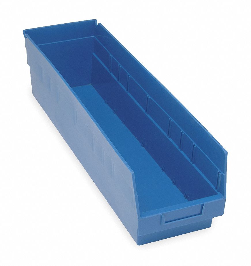 Shelf Bin, W 4 1/8, H 6, D 17 7/8, Blue