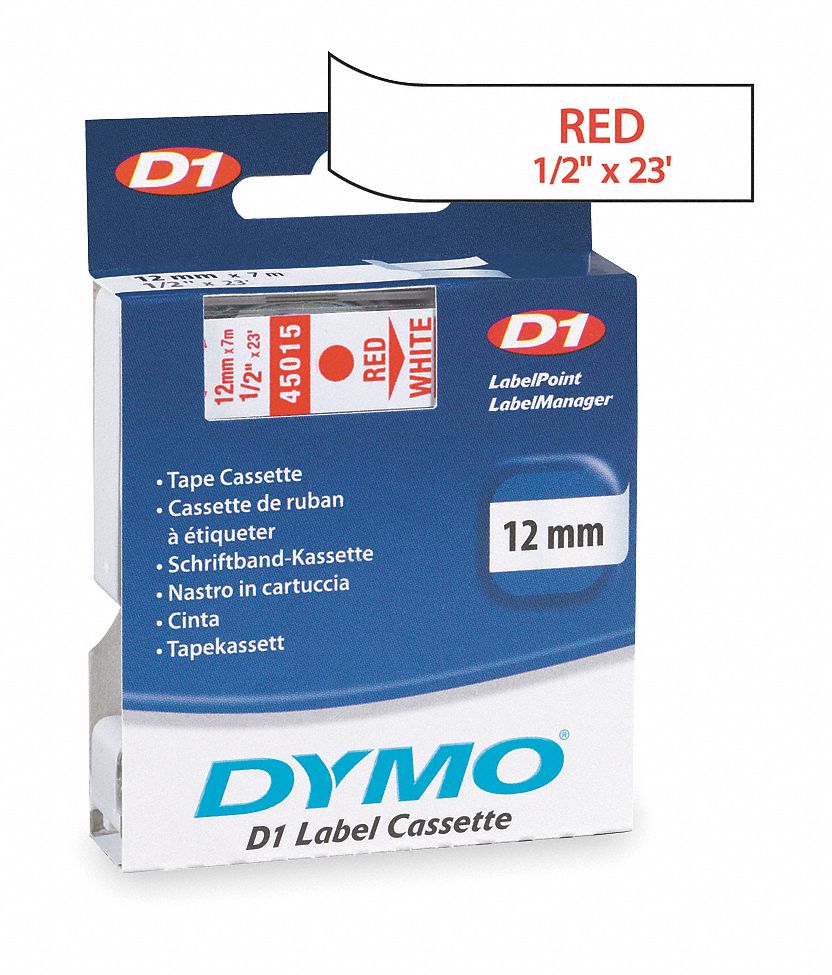 Labels, White/Red, 23 ft. L, 1/2 In. W