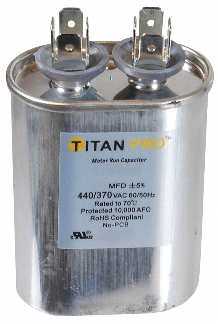 Run Capacitor, 12.5 MFD, 440/370V, Oval