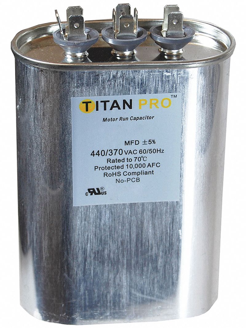 Run Capacitor, 50+5 MFD, 440/370V, Oval