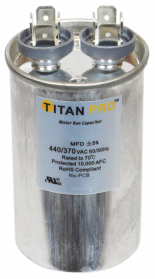 Run Capacitor, 15 MFD, 440/370V, Round