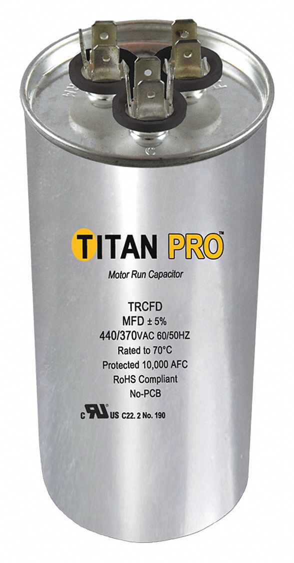 Run Capacitor, 55+7.5 MFD, 440/370V, Round