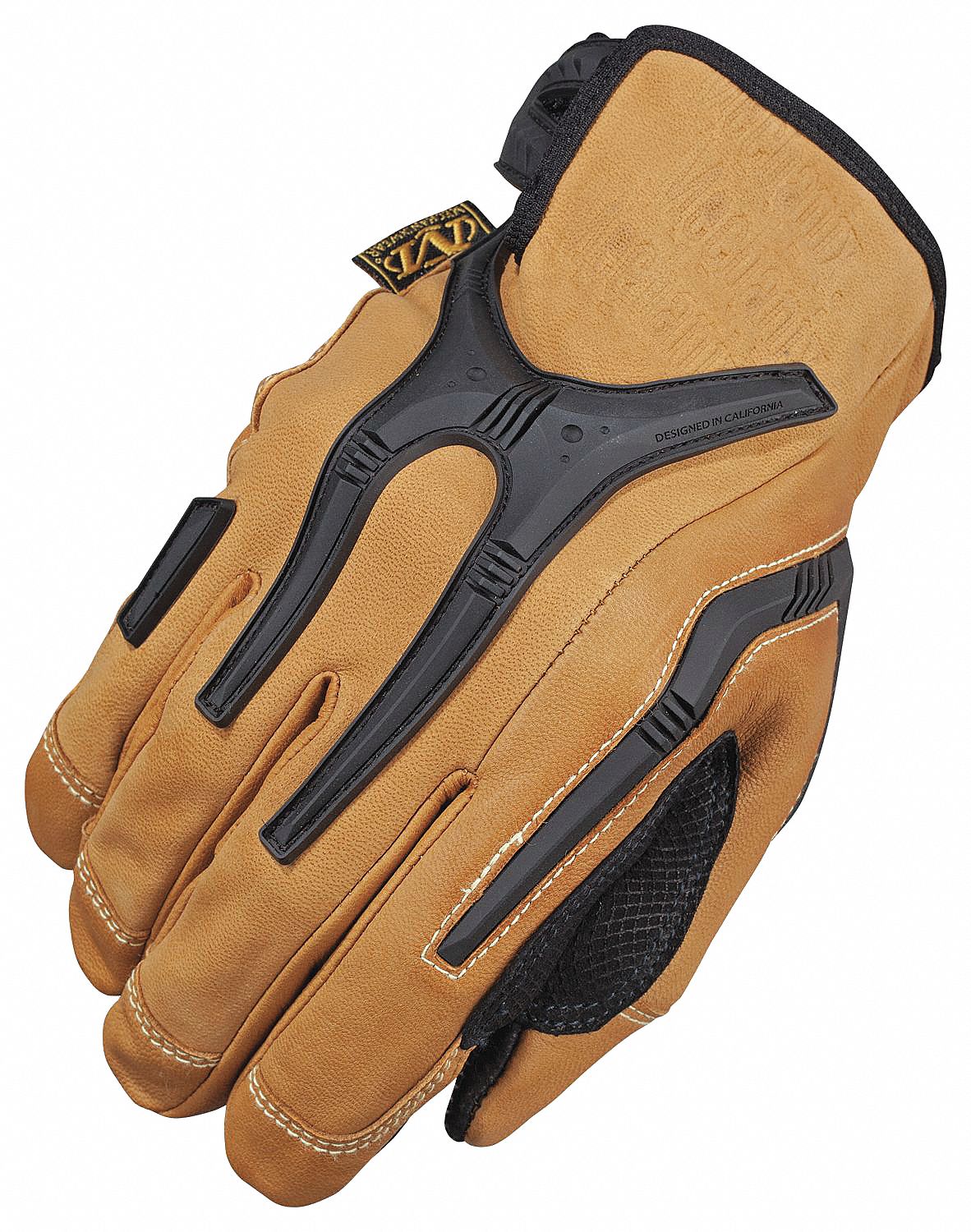 Mechanics Gloves, Leather, M, Black, PR