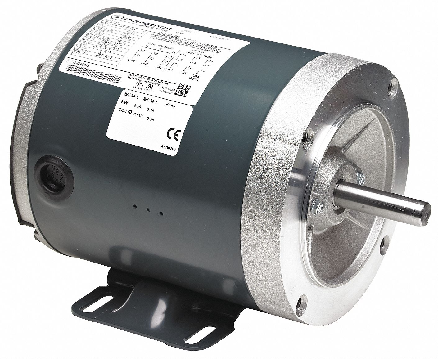 Motor, 3 Ph, 1/2 HP, 1140, 56C, Eff 68.0