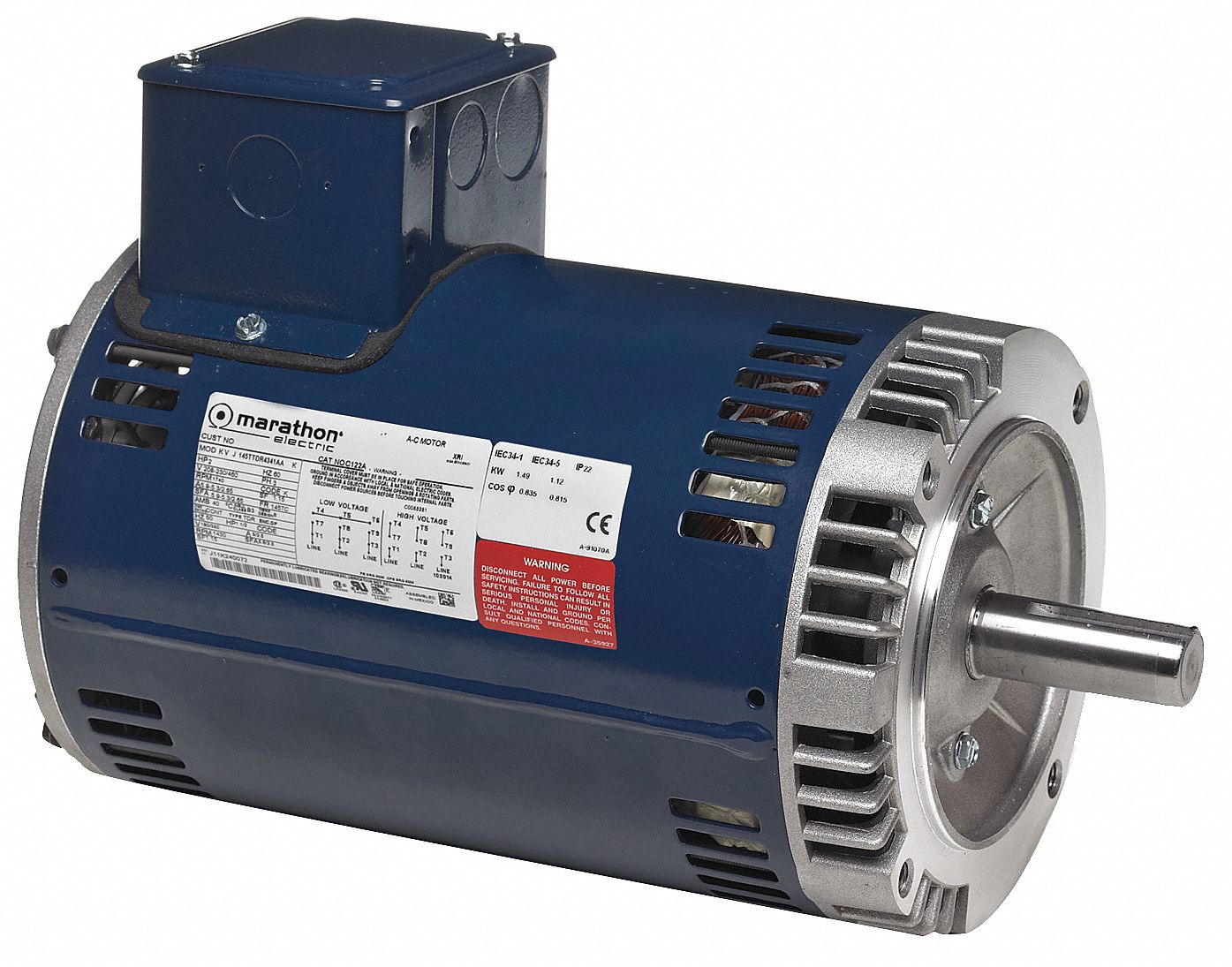 Motor, 3 Ph, 1 HP, 1725, 143TC, Eff 82.5