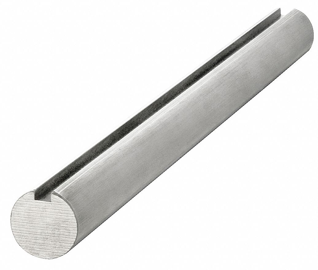 Keyed Shaft, Dia. 3/8 In, 24 In L, Aluminum