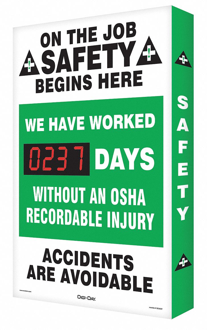 Scoreboard, Job Safety OSHA, 24 x 36 In.