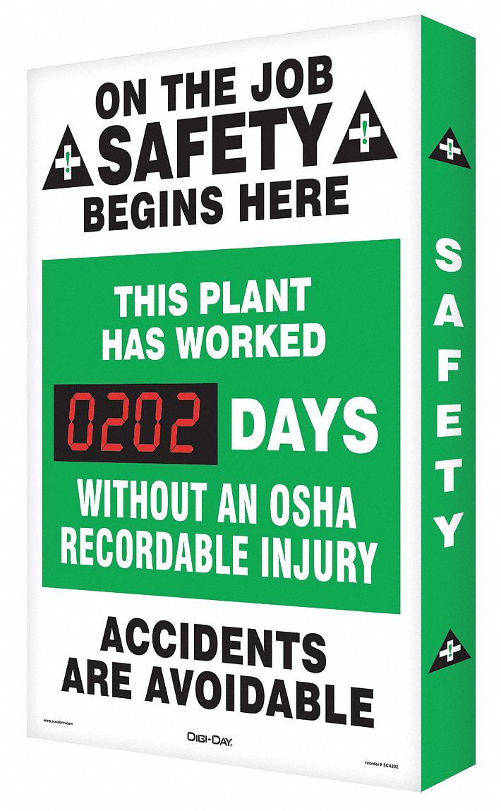Scoreboard, Job Safety OSHA, 24 x 36 In.