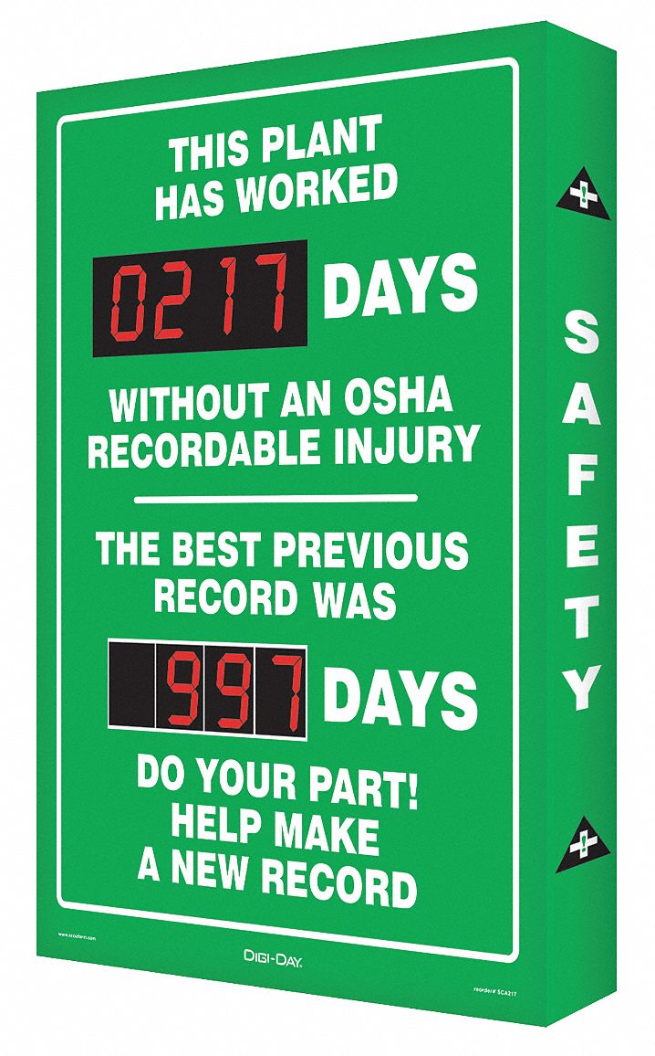 Scoreboard, Plant Worked OSHA, 24 x 36 In.