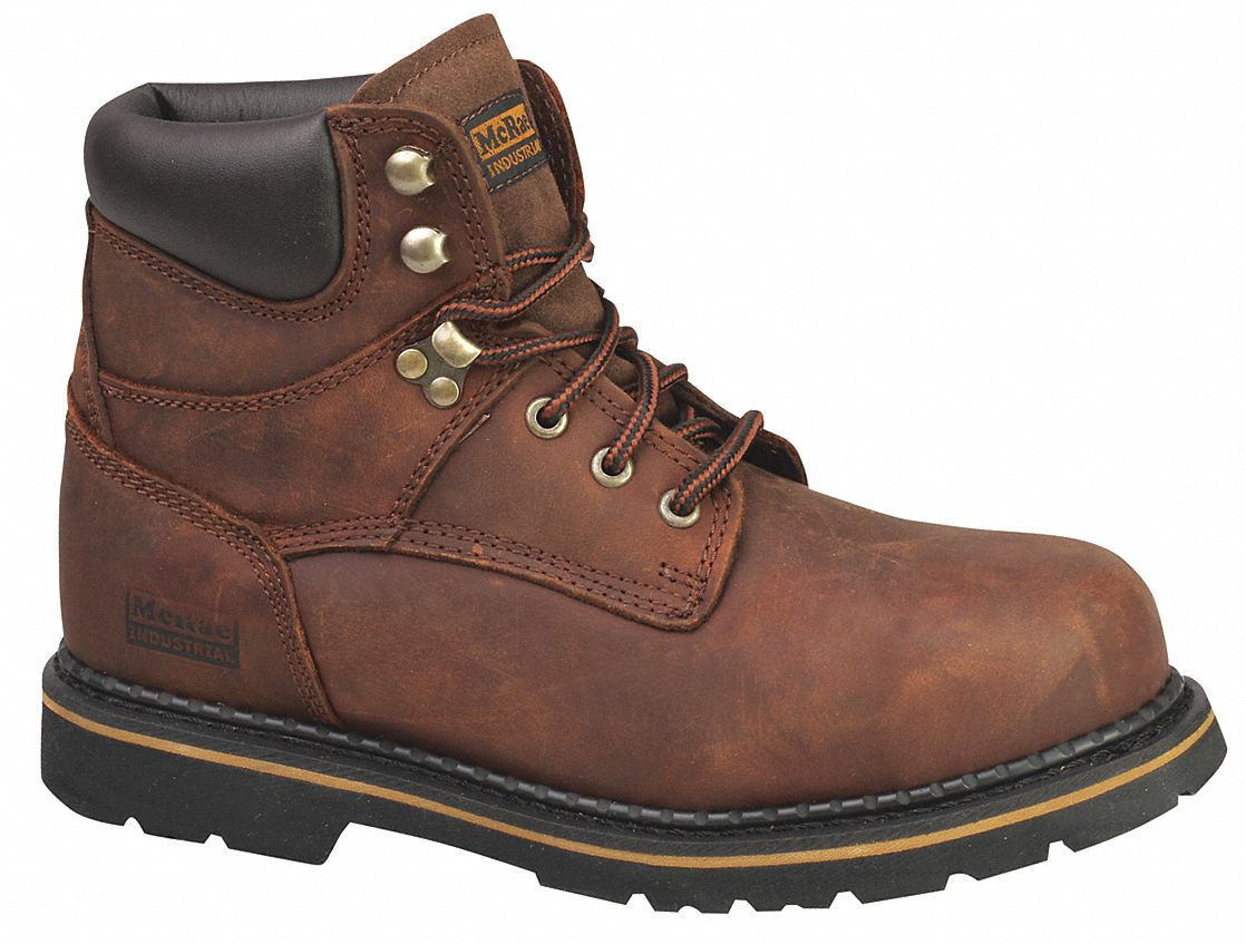 Work Boots, Steel Toe, 6In, DkBr, 10-1/2M, PR