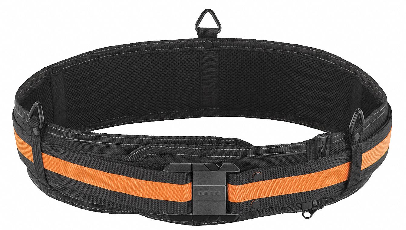 Work Belt, 30 to 54 In Waist, Blk/Ylw, Clip
