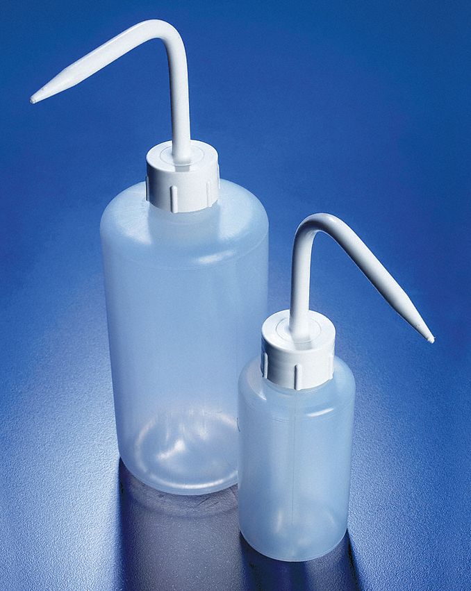 Wash Bottle, Polypropylene, White, PK 5