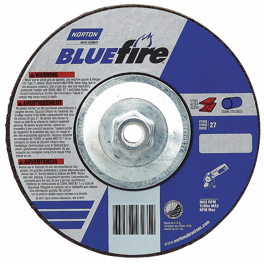 Depressed Center Wheel, 9 D, 1/4 T, 5/8-11