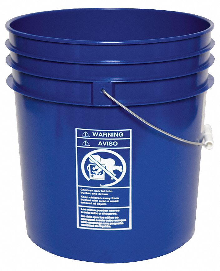 Plastic Pail, Round, Blue, Cap 5 Gal
