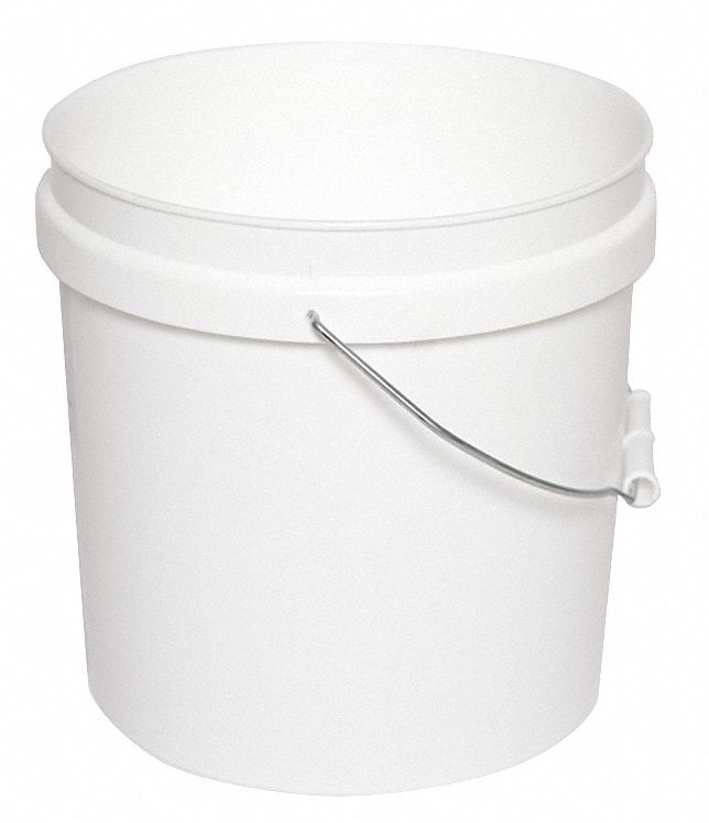 Plastic Pail, Round, White, Cap 2 Gal