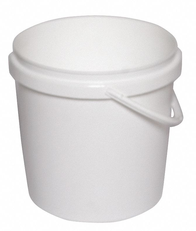 Plastic Pail, Round, White, Cap 2 Gal