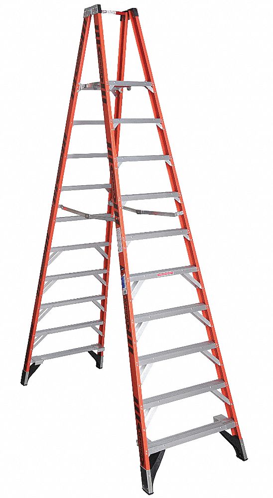 Twin Platform Ladder, Fiberglass, 12 ft.