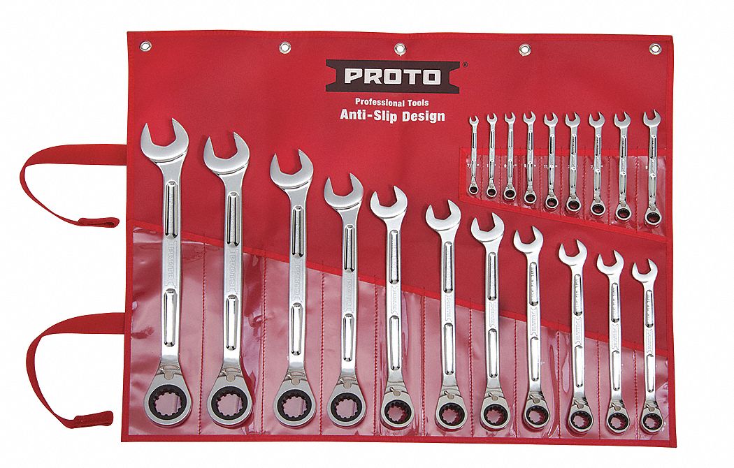 Ratcheting Wrench Set, Metric, 20 Pc