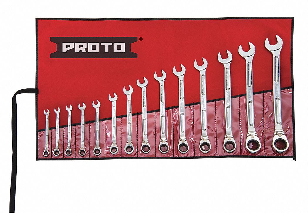 Ratcheting Wrench Set, Metric, 14 Pc