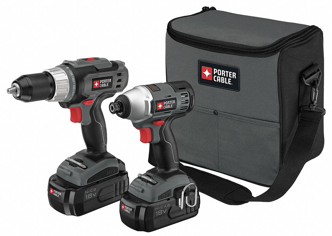 Drill/ImpactDrvr Combo Kit, 2-Tool, 18 V