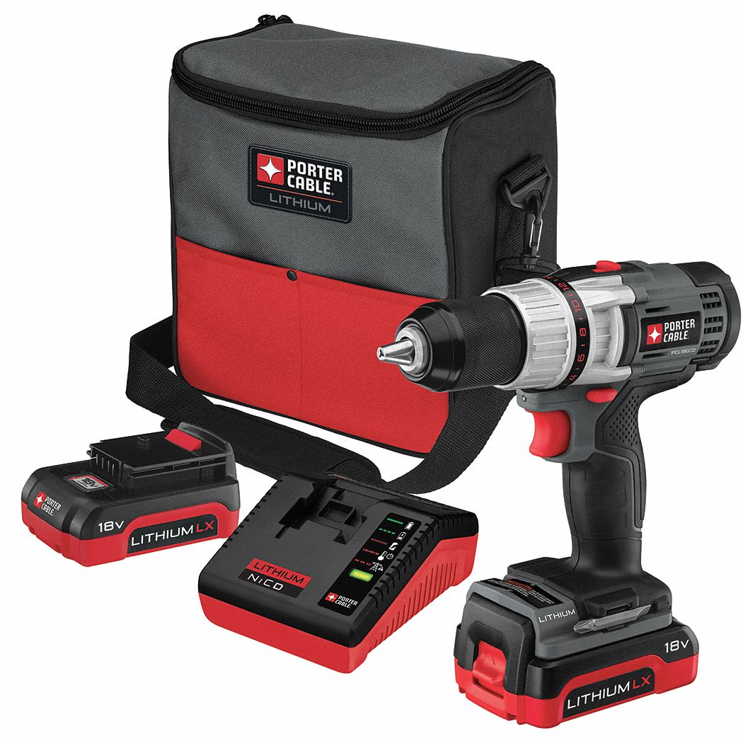 Cordless Drill/Driver Kit, 18.0V, 1/2 In.