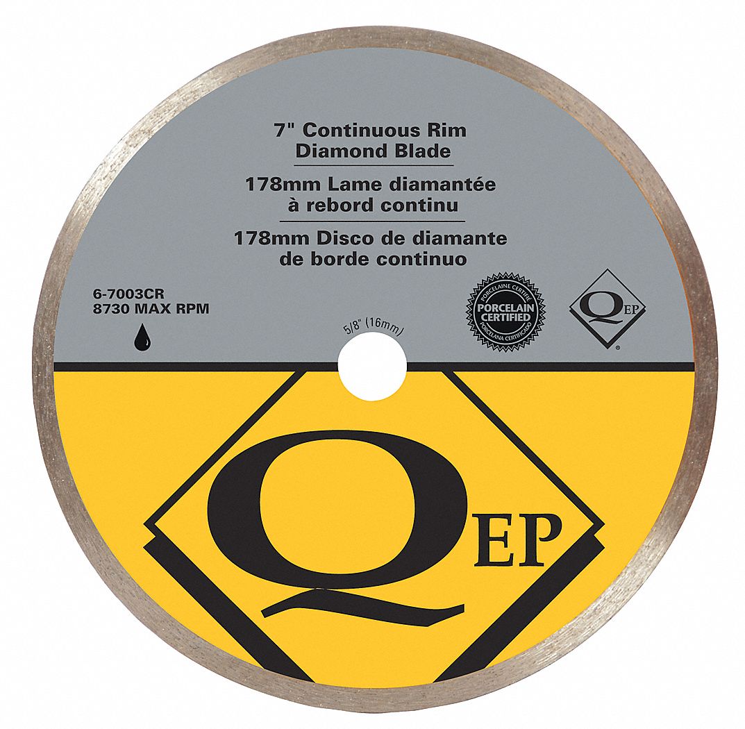 Tile Saw Bld, Wet/Dry, Cntnus Rim, 8 In Dia