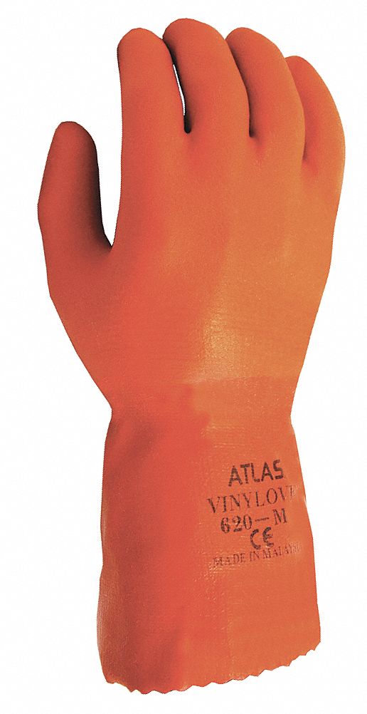 Chemical Resistant Gloves, Orange, M, Pr